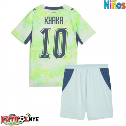 Camiseta Suiza Granit Xhaka #10 Visitante Equipación para niños Mundial 2026 manga corta (+ pantalones cortos)